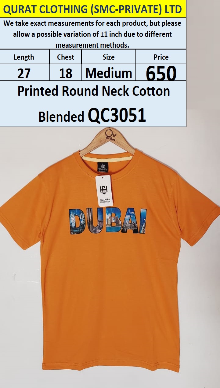 Dubai Round Neck Cotton Blended T-shirt QC3051