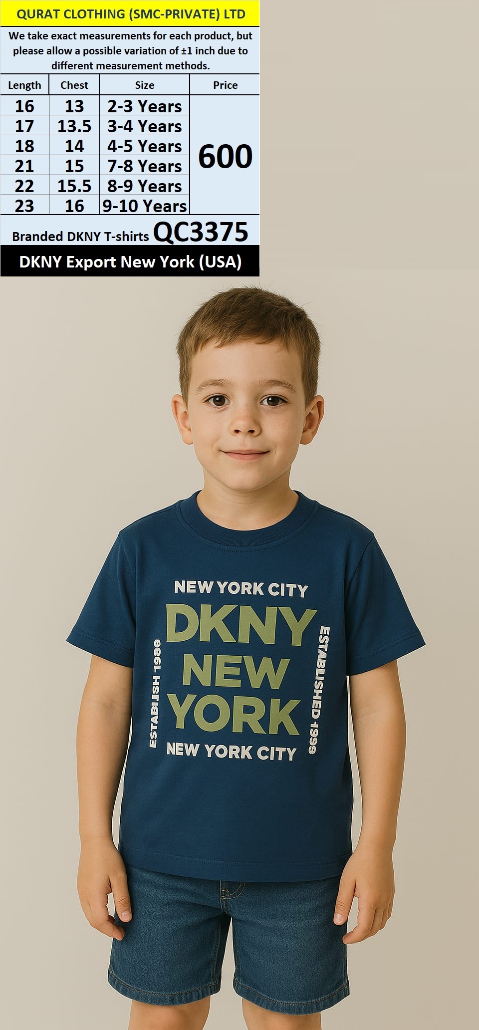 Branded DKNY T-Shirt QC3375 Export New York (USA)