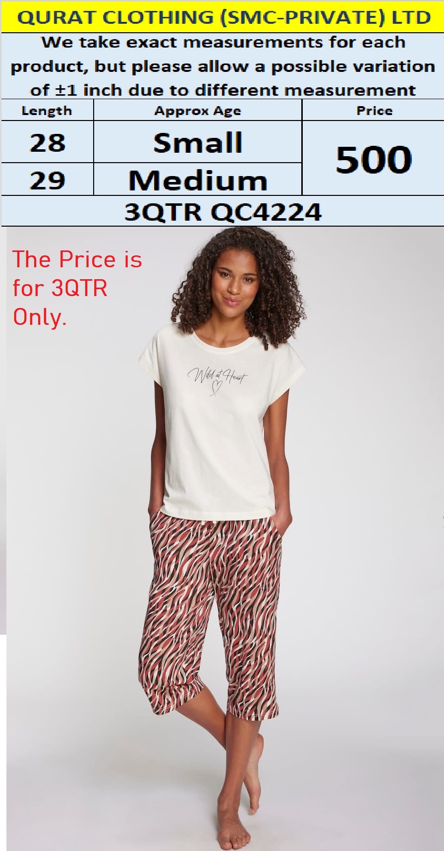 Branded 3-QTR Trouser QC4224