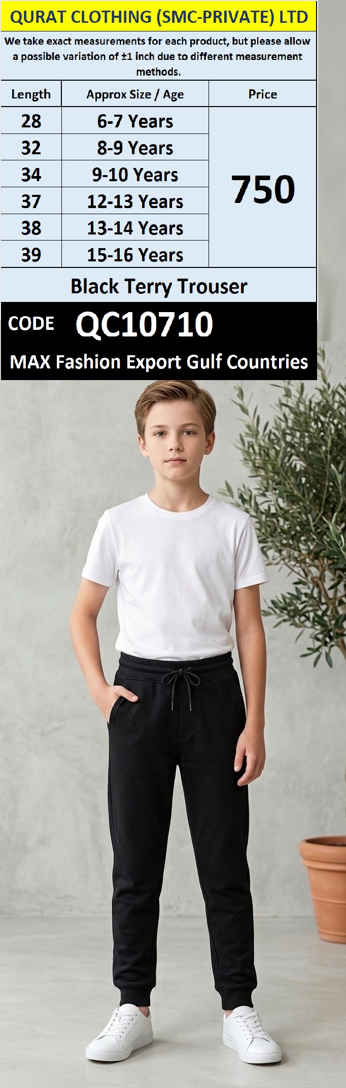 Black Terry Trouser – MAX Fashion Export Gulf Countries QC10710