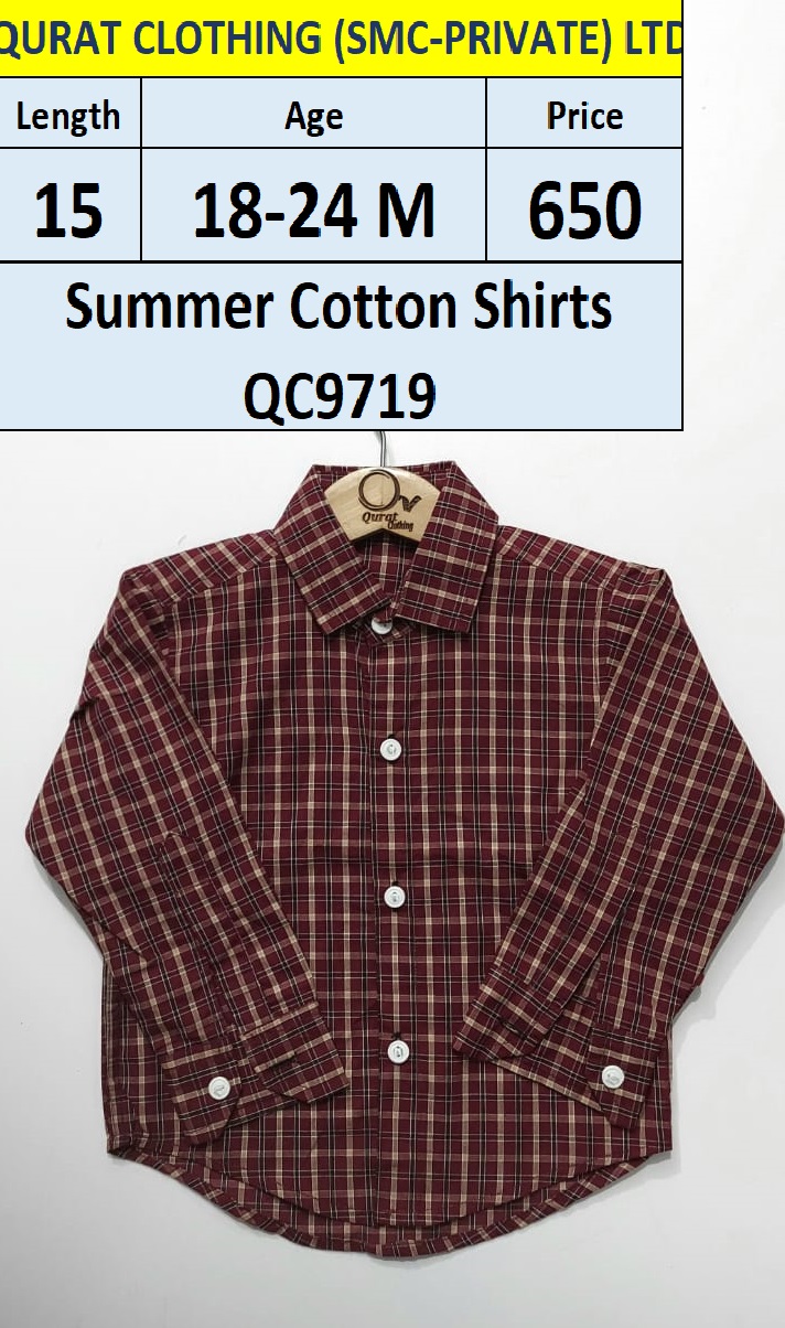 Maroon Summer Cotton Checks Shirts QC9719