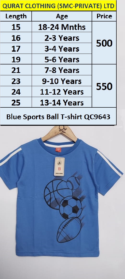 Sports Balls Blue T-shirt QC9643 Brand Childhood