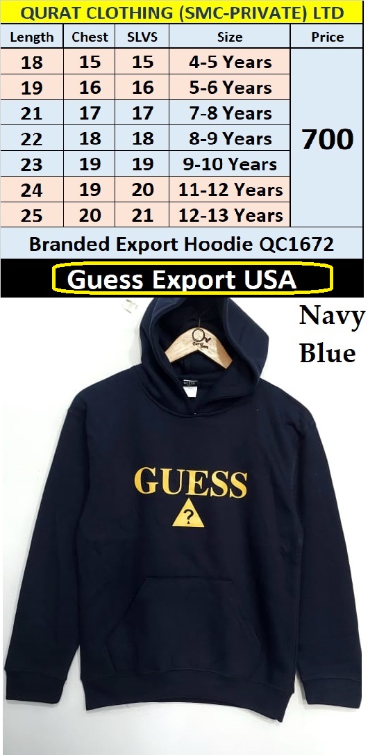 Guess Brand Export Navy Blue Hoodie QC1672 Export USA 