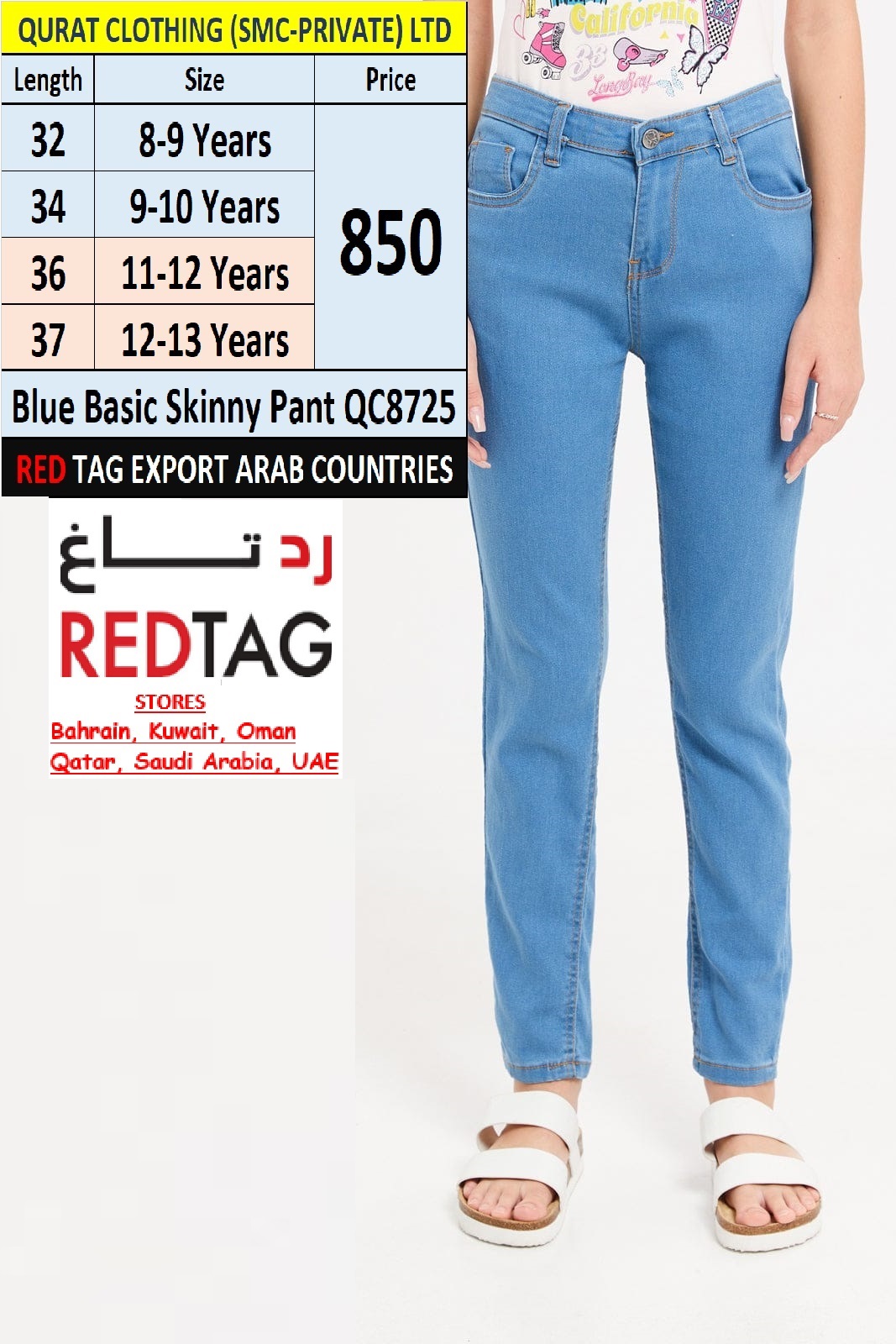 Branded Red Tag Blue Skinny Pant QC8725 Export Arab Countries