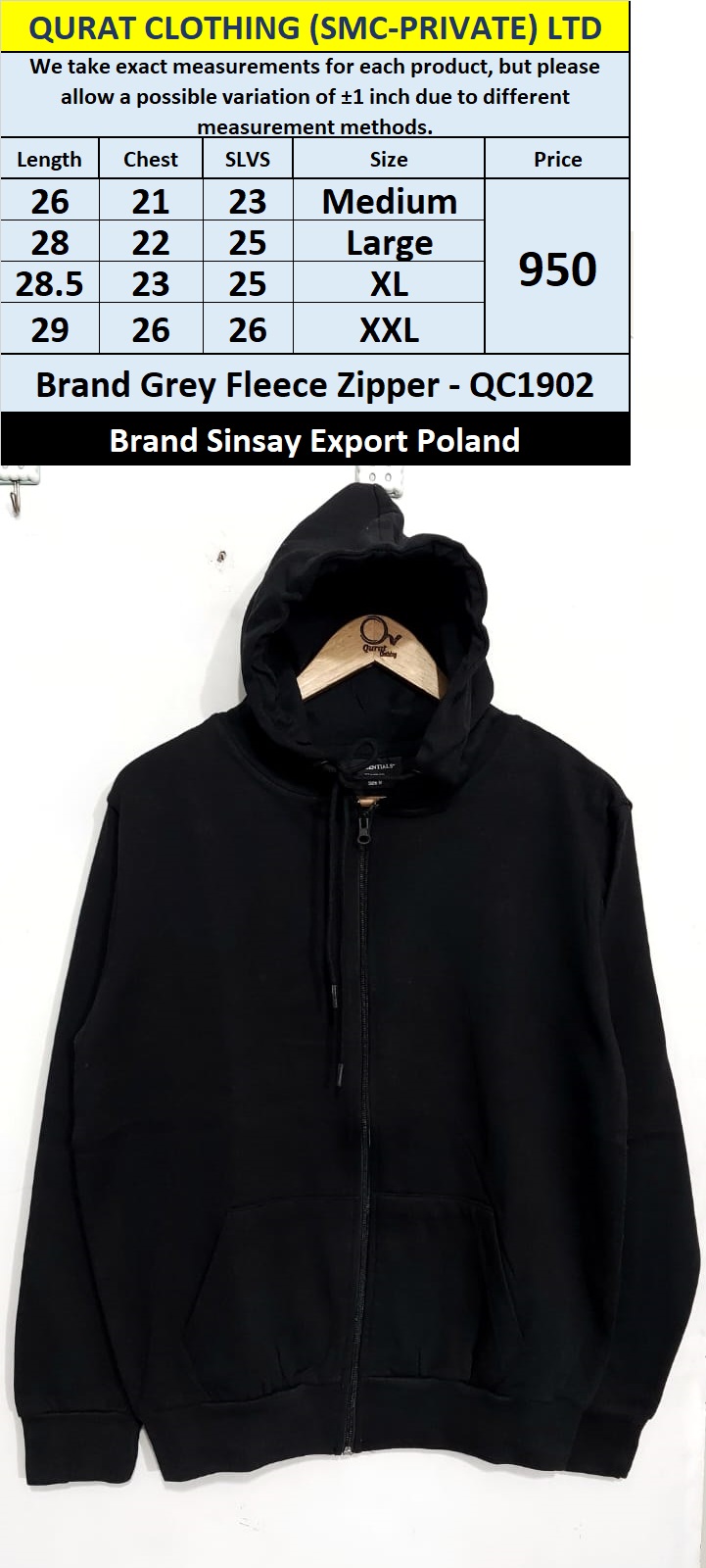 Sinsay Brand Black Fleece Zipper QC1902 Export Poland