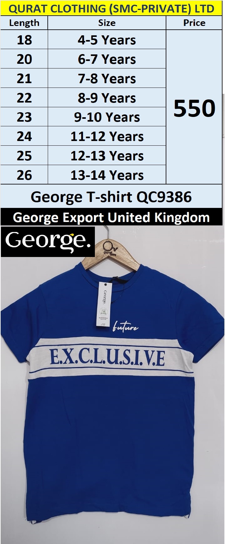 Exclusive George T-shirt QC9386 Brand George Export United Kingdom