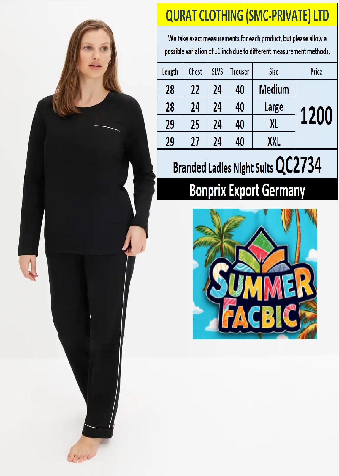 Bonprix BPC Brand Summer Ladies Night Suits QC2734 Export Germany