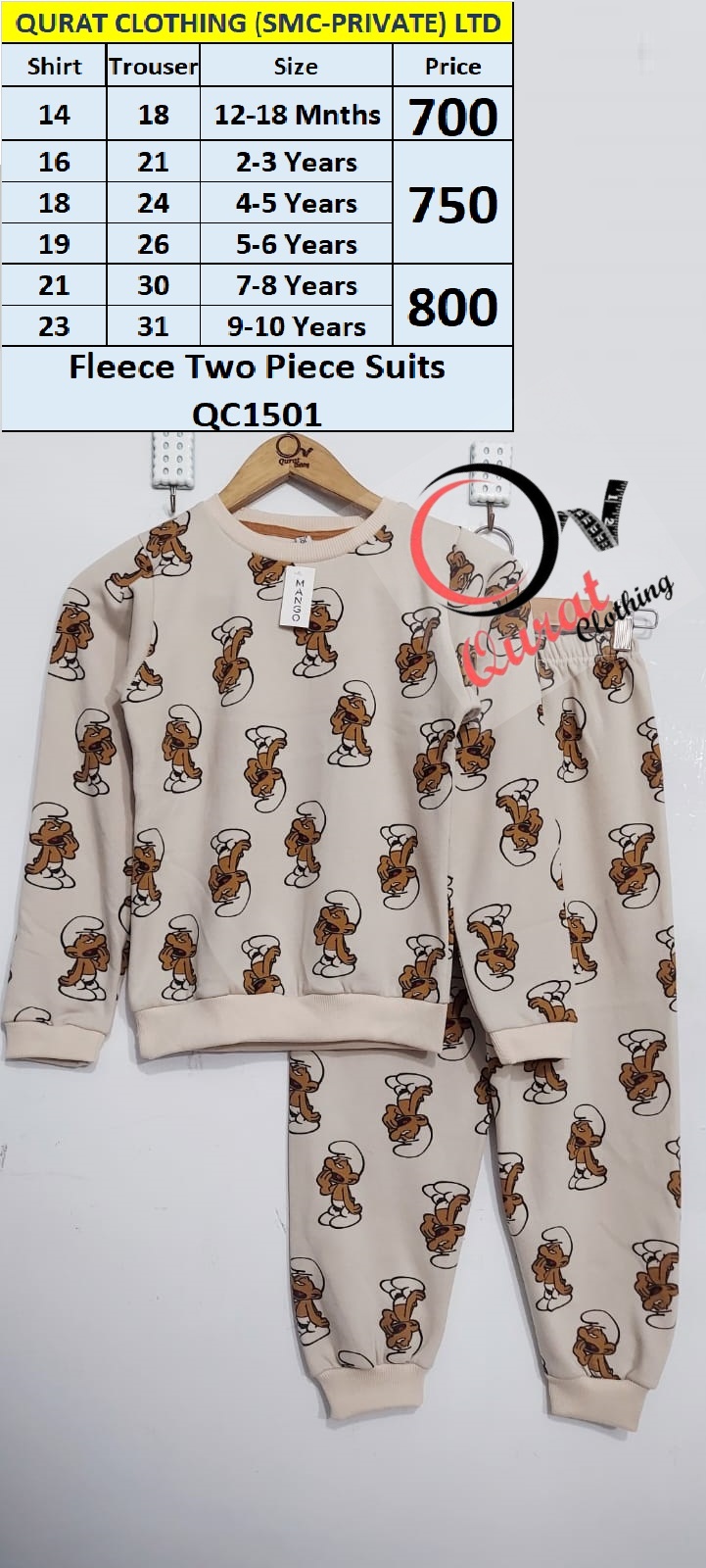 Smurfs Print Fleece Two Piece Suits QC1501