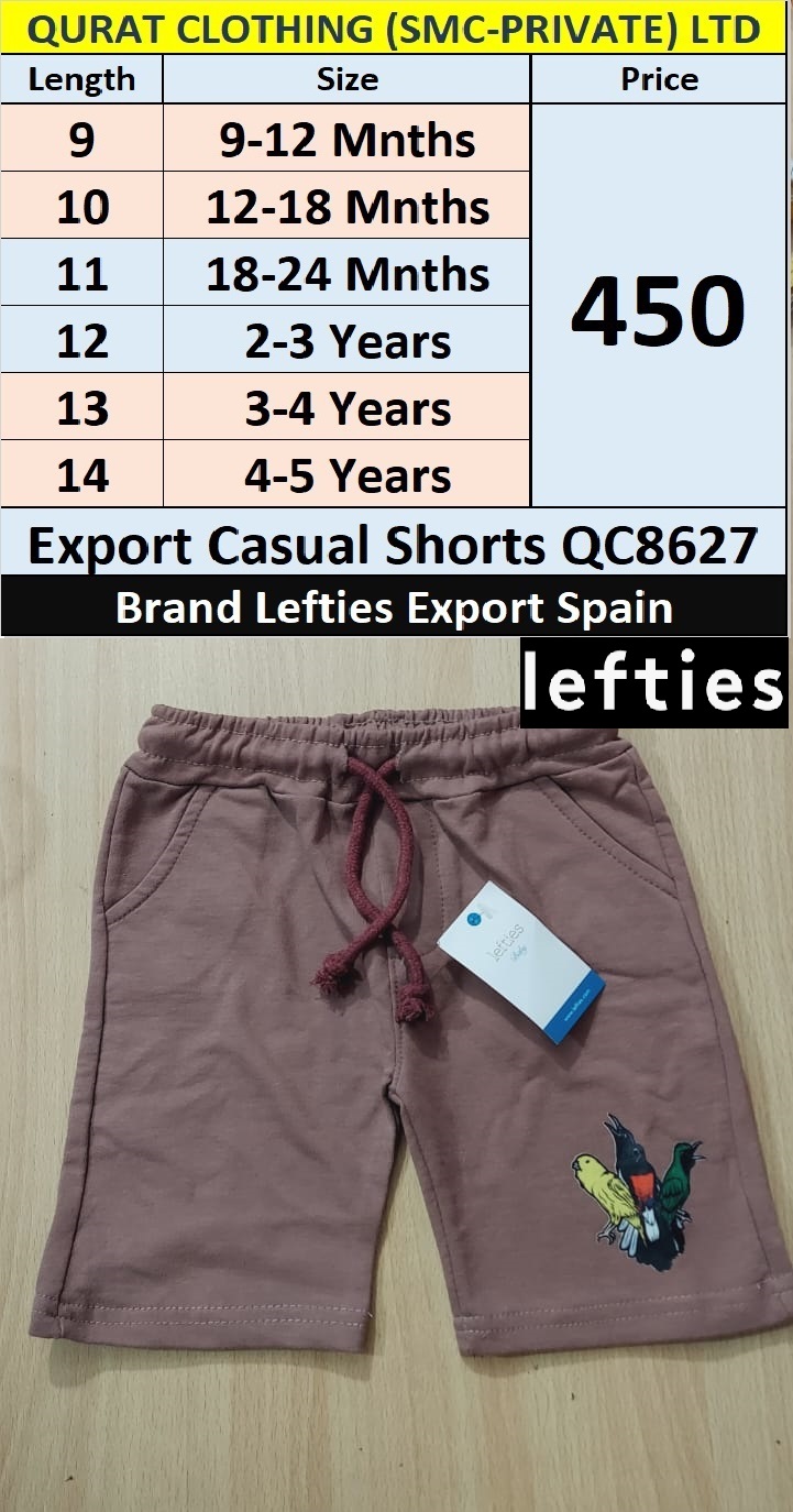 Lefties Branded Birds Print Shorts QC8627 Export Spain