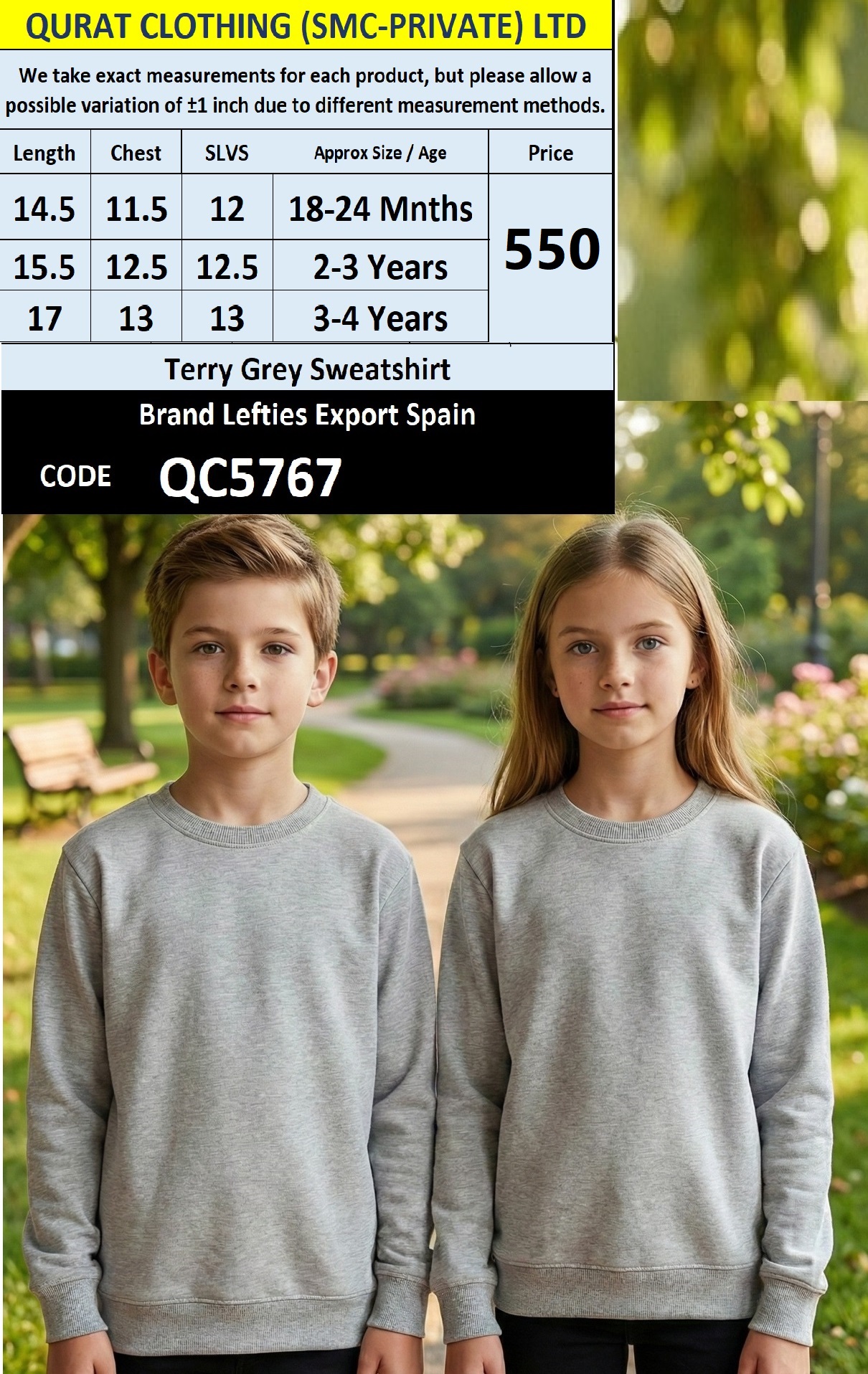 Lefties Brand Terry Sweatshirt Export Europe - QC5767
