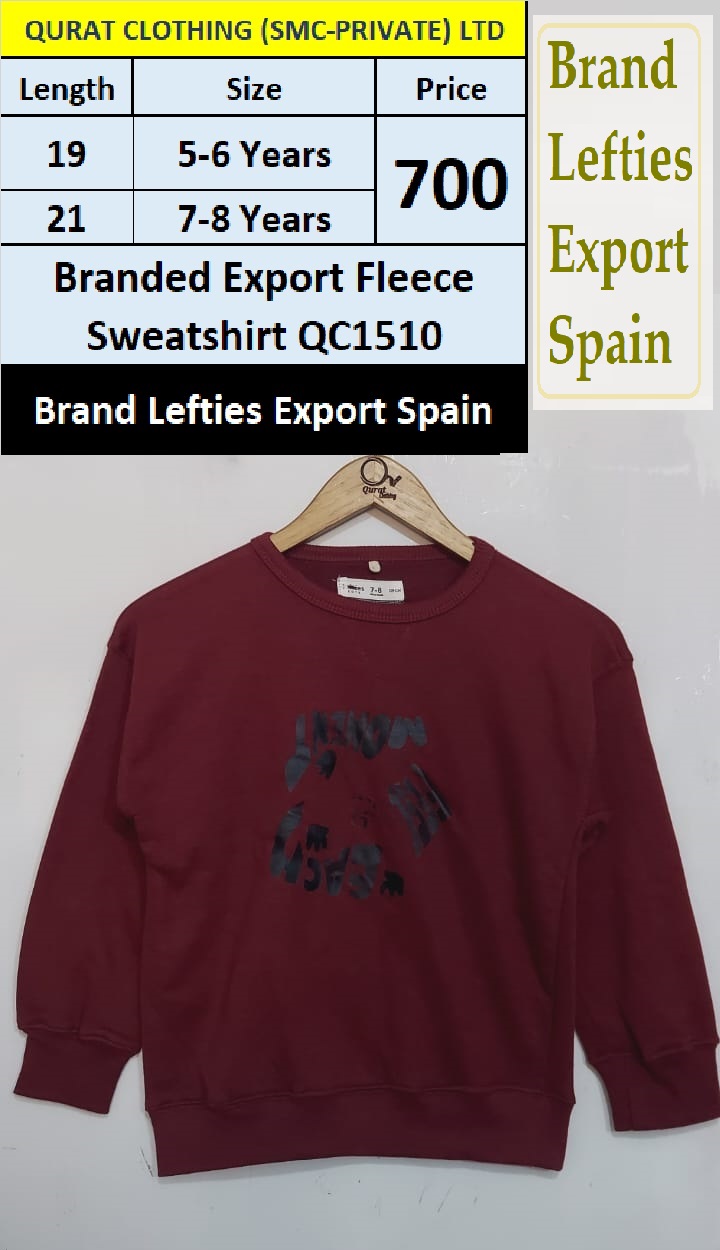 Lefties Brand Maroon Feel Each Movement Fleece Sweatshirt QC1510 Export Spain