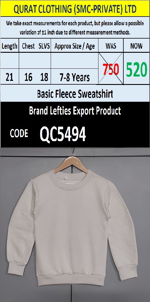 Branded Fleece Sweatshirt Export Product - QC5494