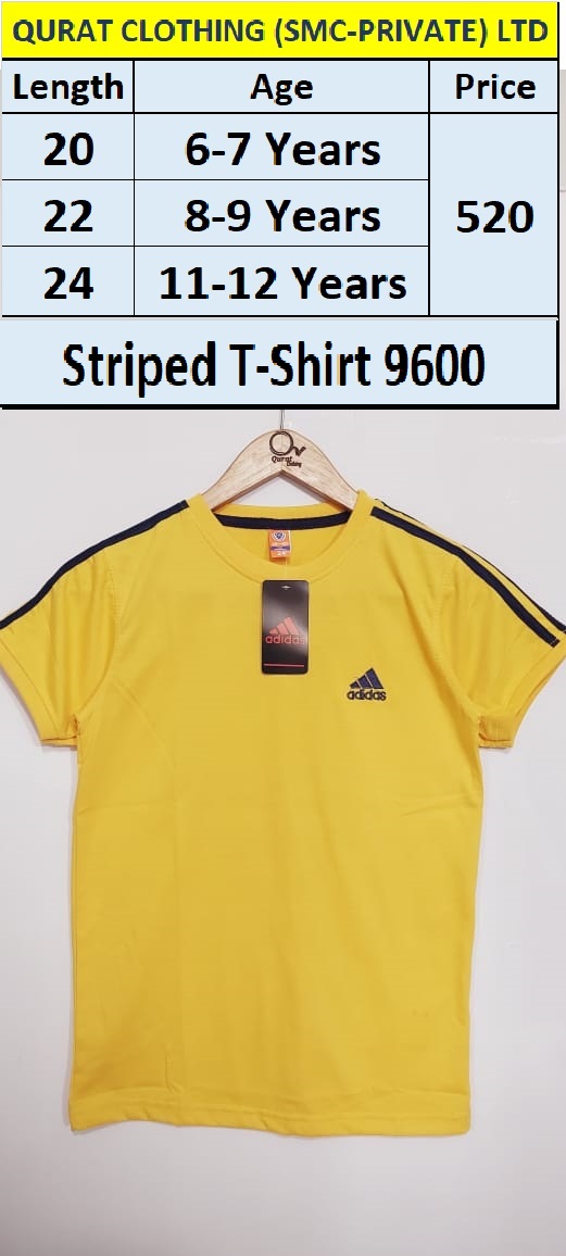 Striped Adidas Logo Embroidery Yellow T-shirt QC9600