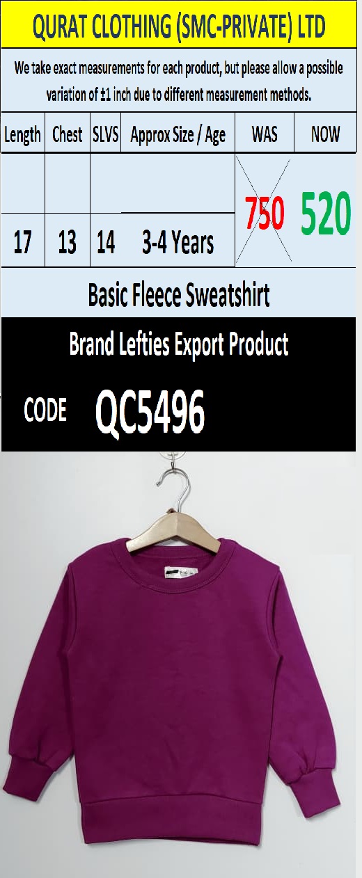 Branded Fleece Sweatshirt Export Product - QC5496