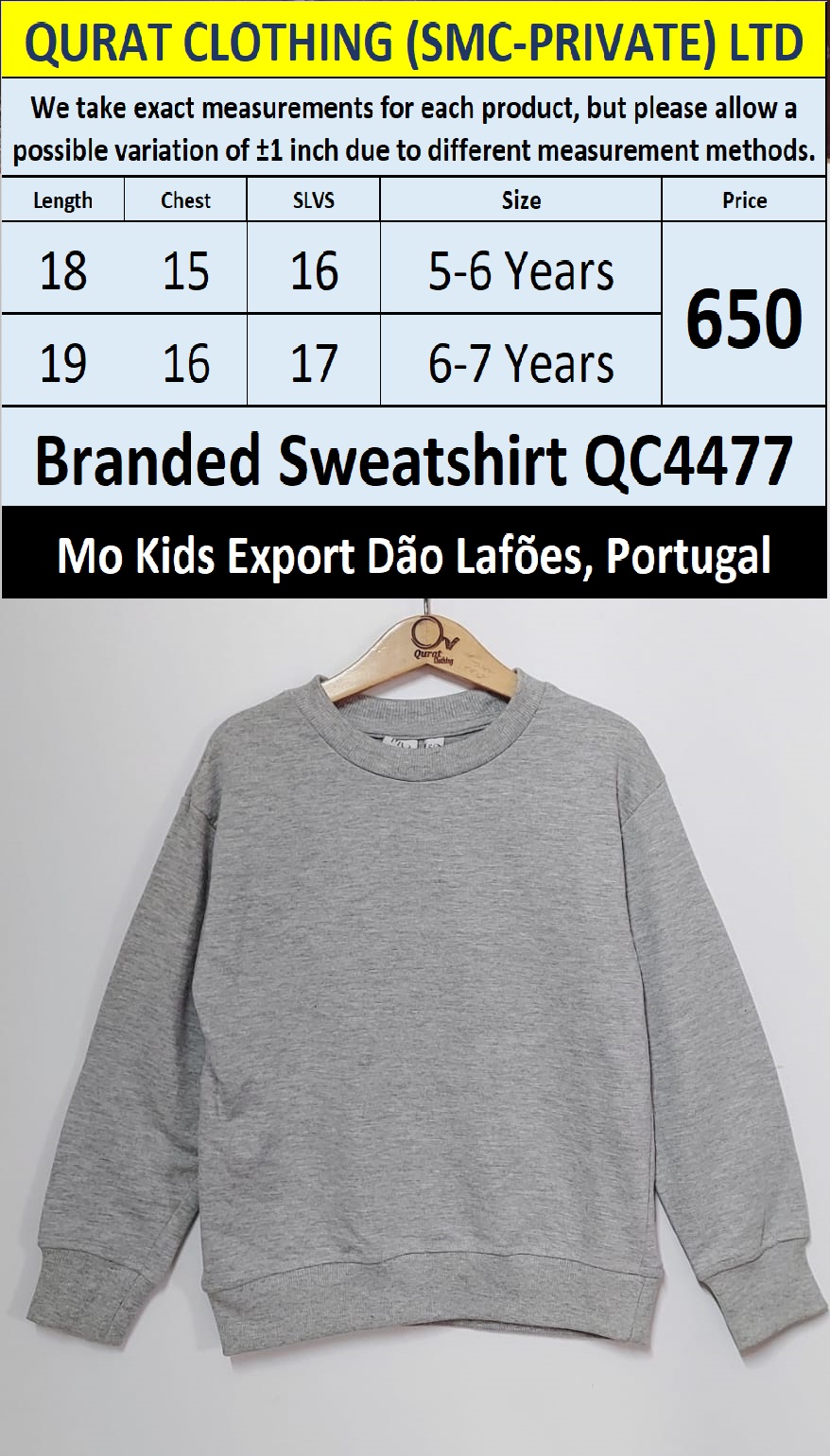 MO Clothing Brand Sweatshirt Export Dão Lafões, Portugal - QC4477