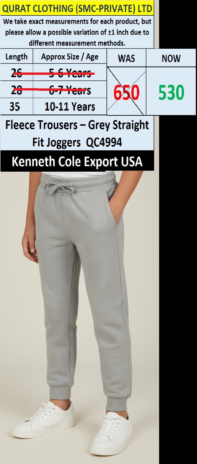 Kenneth Cole Brand Fleece Trouser Grey Straight Fit Joggers QC4994 – Export USA