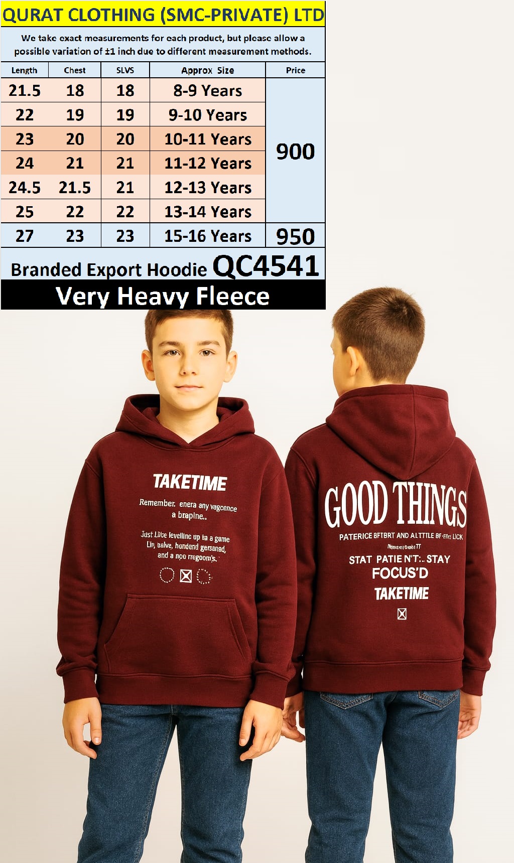 Branded Export Heavy Fleece Good Things Hoodie QC4541