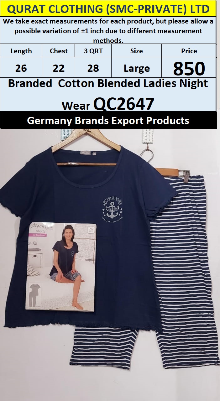 Branded Cotton Blended Ladies Night Wear Suit QC2647 Germany Export Product