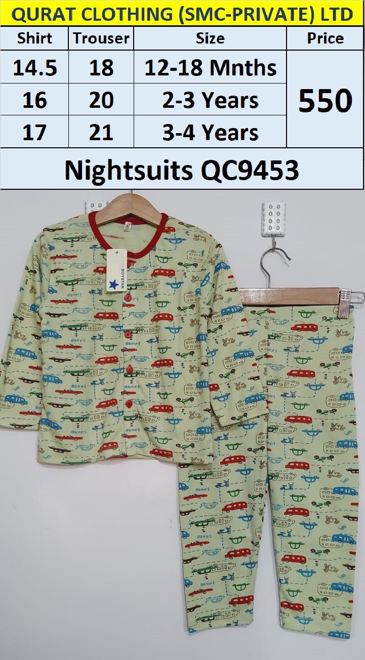 Front Open Cars & Scooty Prints Night Suits QC9453