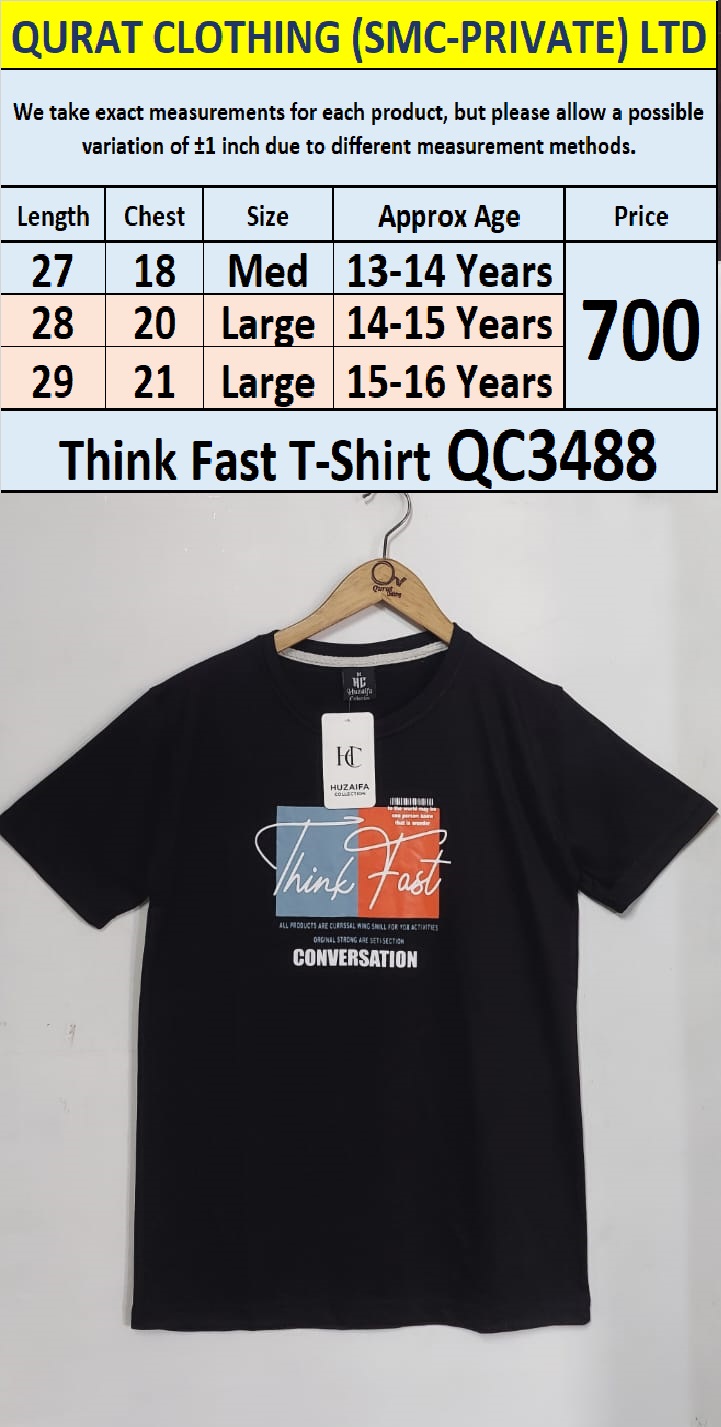 Soft Cotton Blended Think Fast T-Shirt QC3488