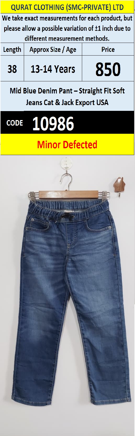 Cat & Jack USA Mid Blue Straight Fit Soft Jeans Pant – QC10986 - (Minor Defected)