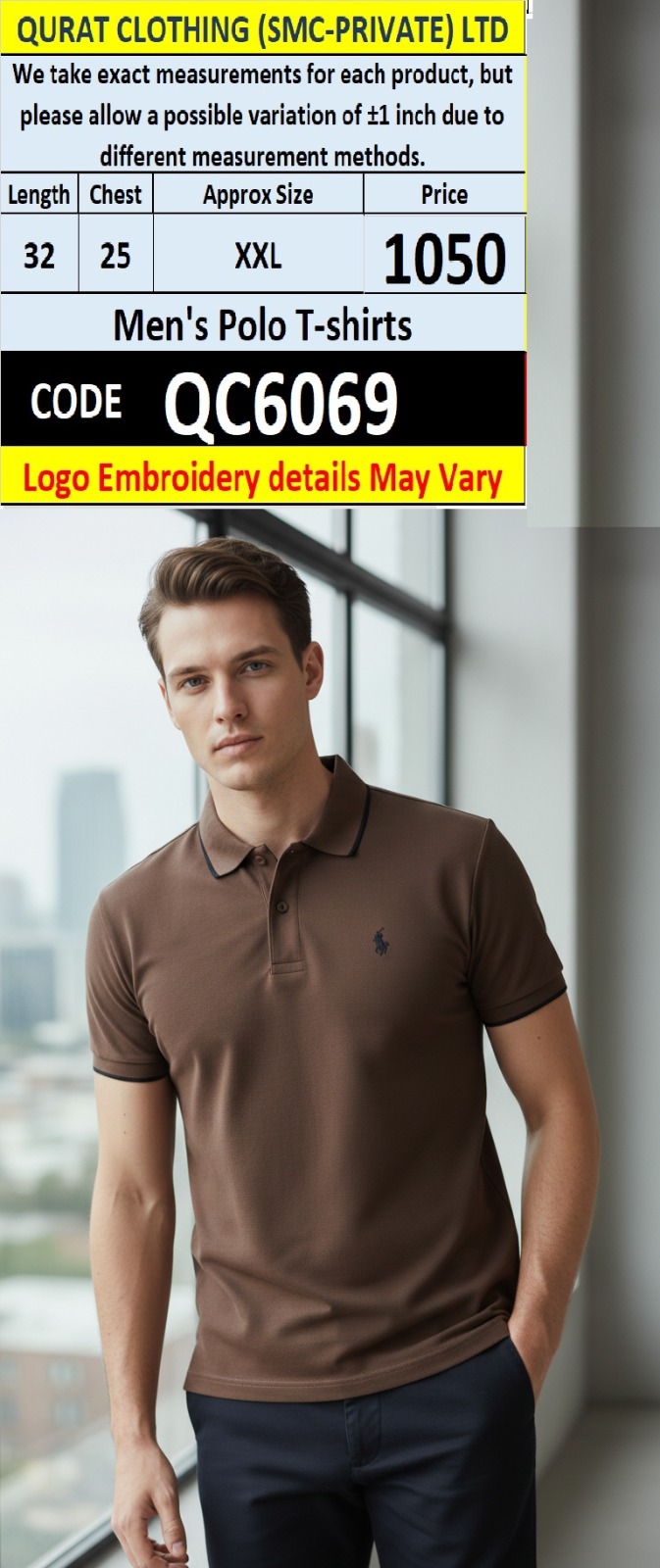 Chocolate Brown PK Cotton Piqué Polo T-Shirt Embroidered Logo Men’s Regular Fit – QC6069