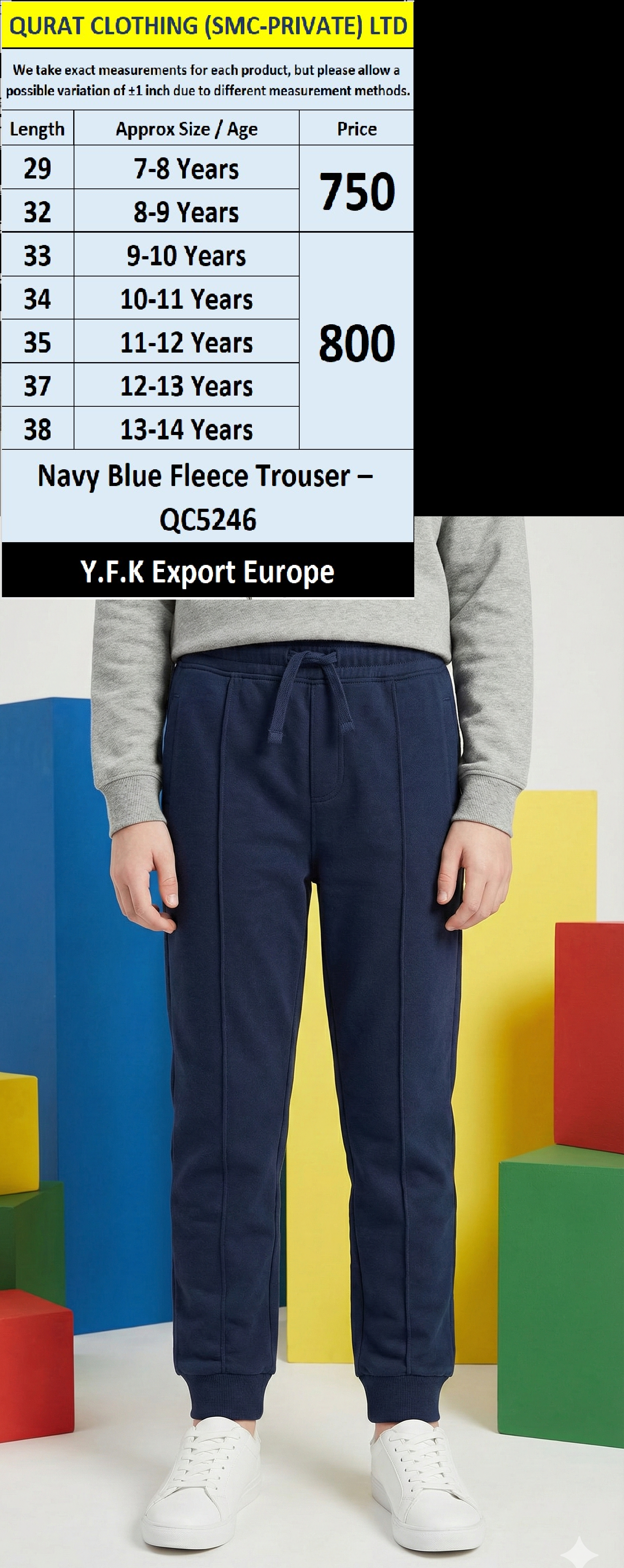 Navy Blue Fleece Trouser – QC5246 | Y.F.K Export Europe