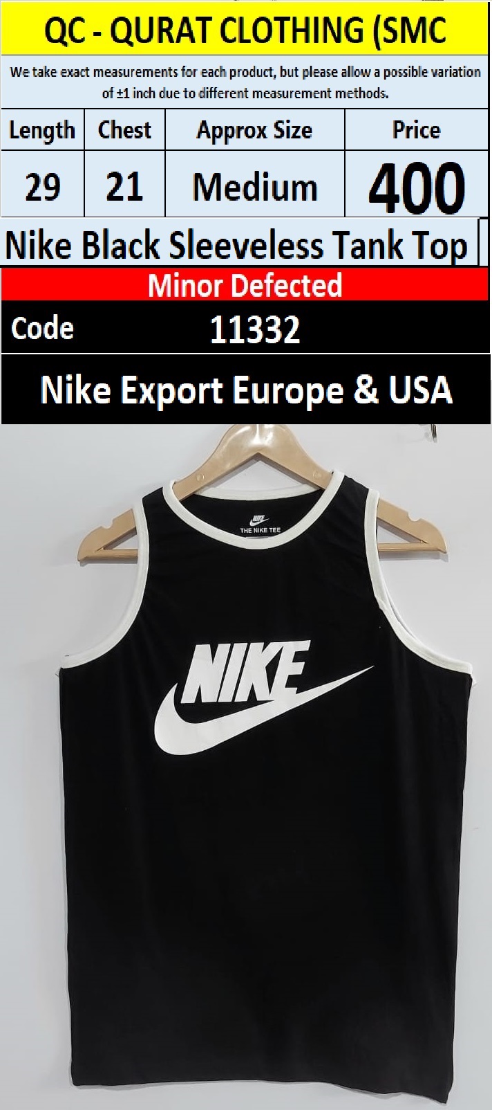 Nike Black Sleeveless Tank Top Export Europe & USA – QC11332