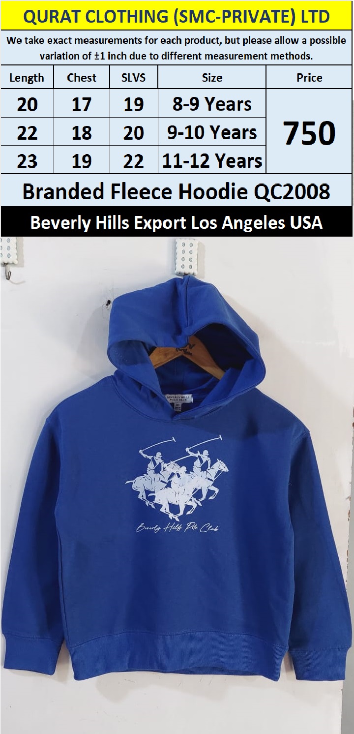 Beverly Hills Brand Fleece Hoodie QC2008 Export Los Angeles USA