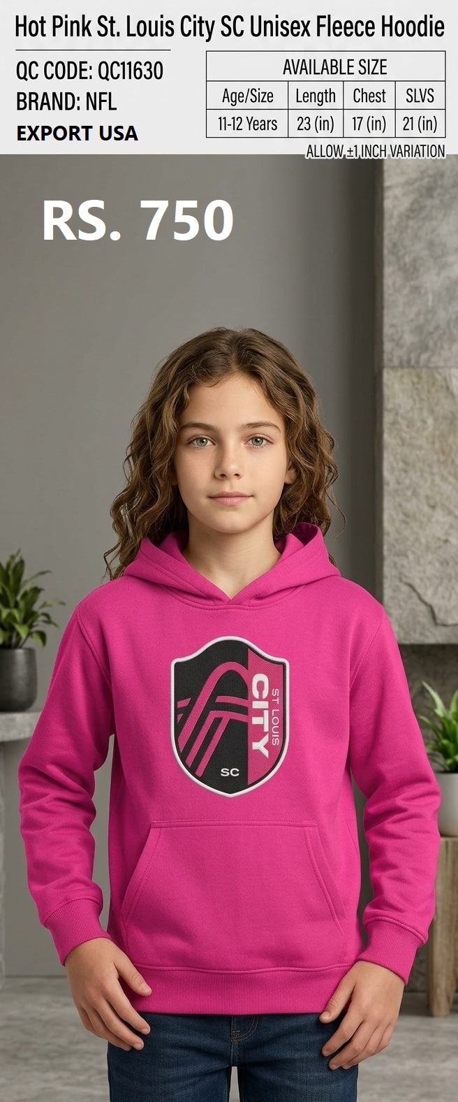 Hot Pink St. Louis City SC Unisex Fleece Hoodie – Export USA – QC11630