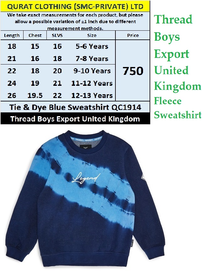 Thread Brand Fleece Sweatshirt QC1914 Export United Kingdom 