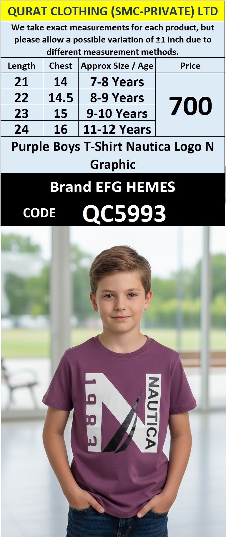 Purple Cotton-Blend T-Shirt NAUTICA Logo N Graphic Print – Kids Tee – QC5993