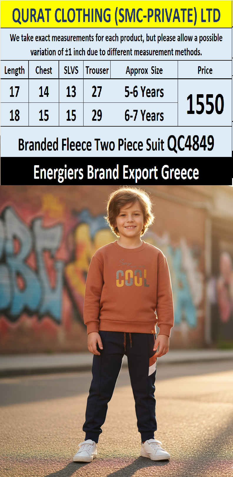 Energiers Brand Fleece Two Piece Suits QC4849 - Export Greece