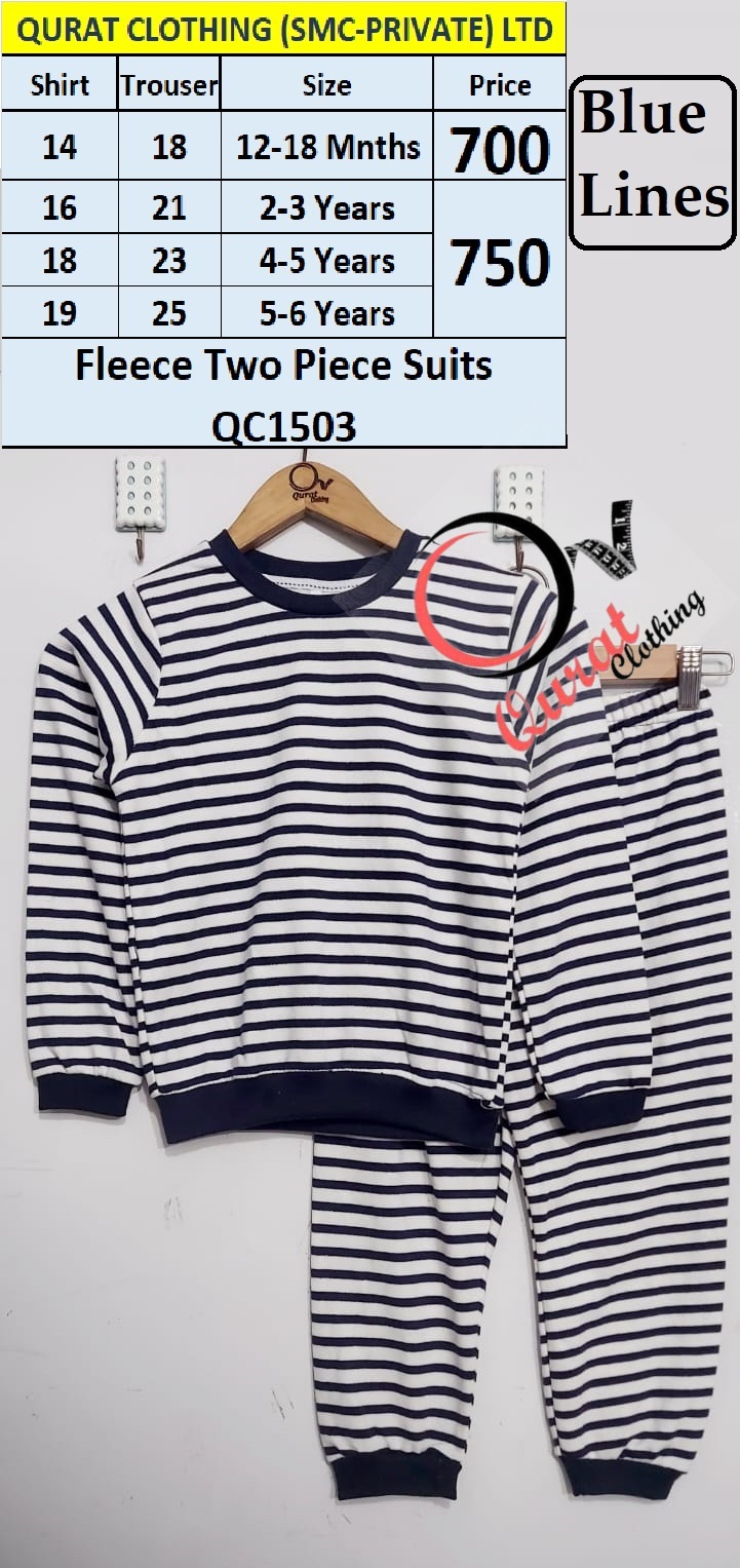 Blue Stripes Fleece Two Piece Suits QC1503