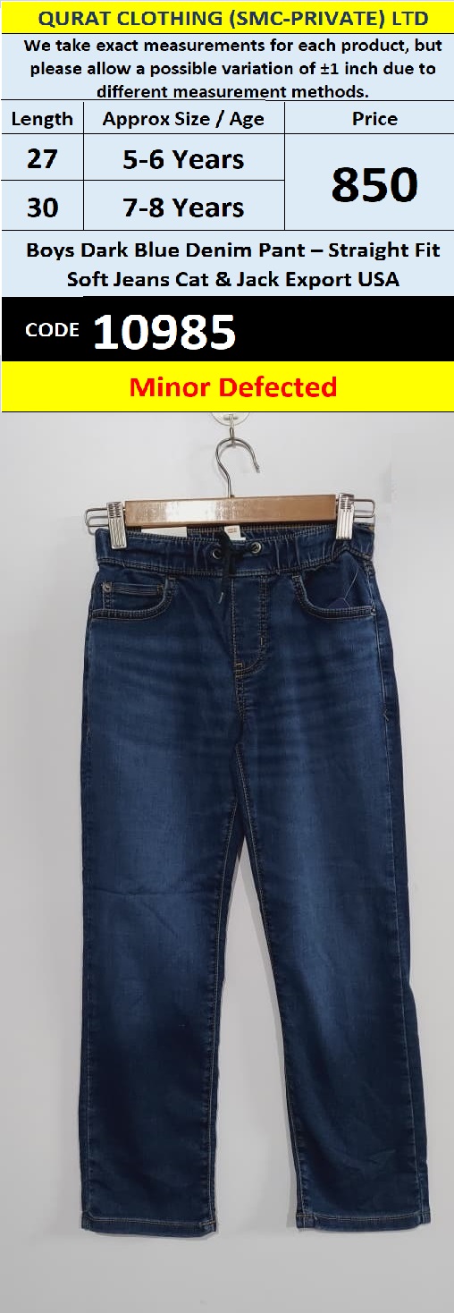 Cat & Jack USA Boys Dark Blue Straight Fit Soft Jeans Pant – QC10985 - (Minor Defected)
