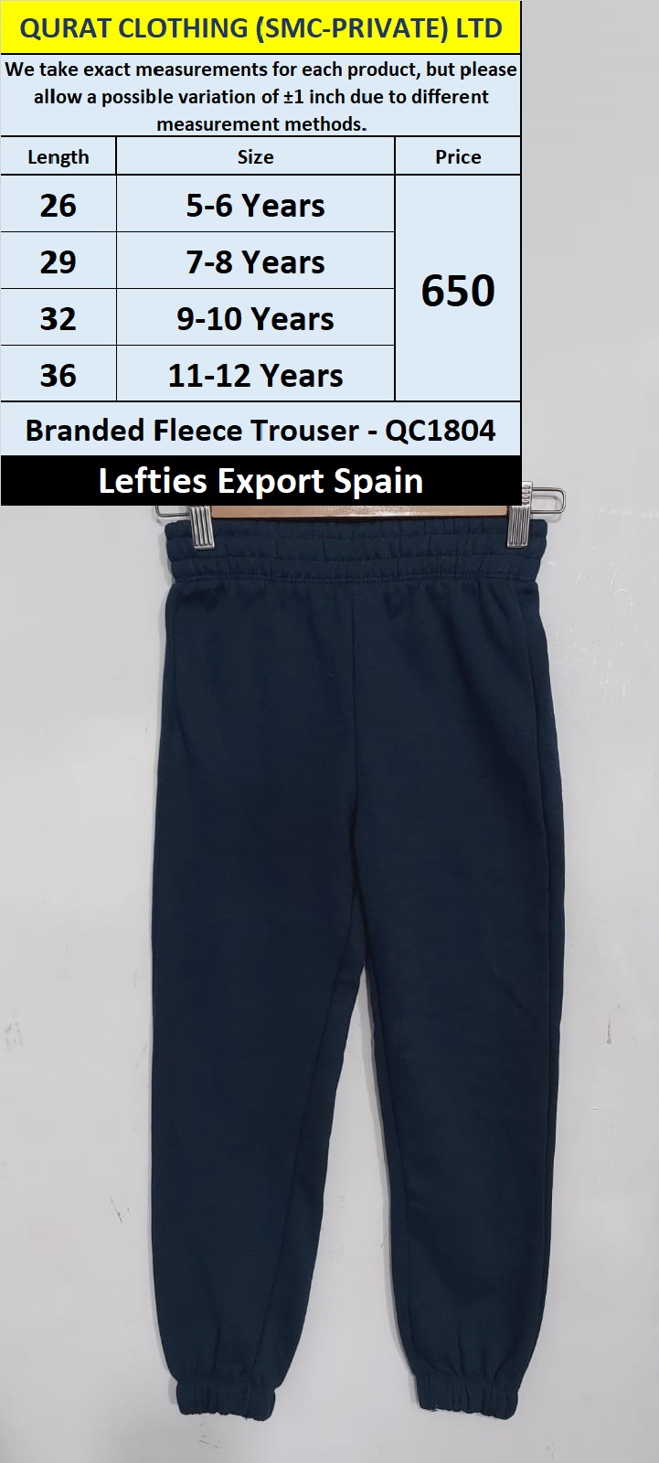 Lefties Brand Fleece Trouser QC1804 Export Spain