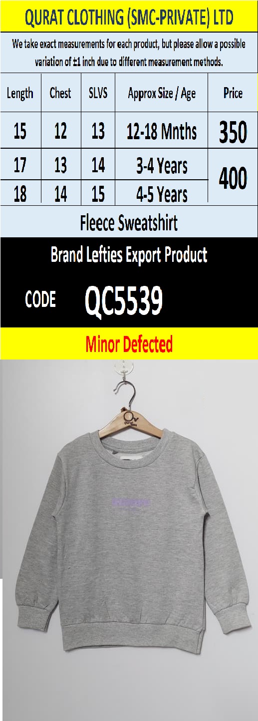 Lefties Brand Fleece Sweatshirt Export Europe or USA (Minor Defected Product) - QC5539