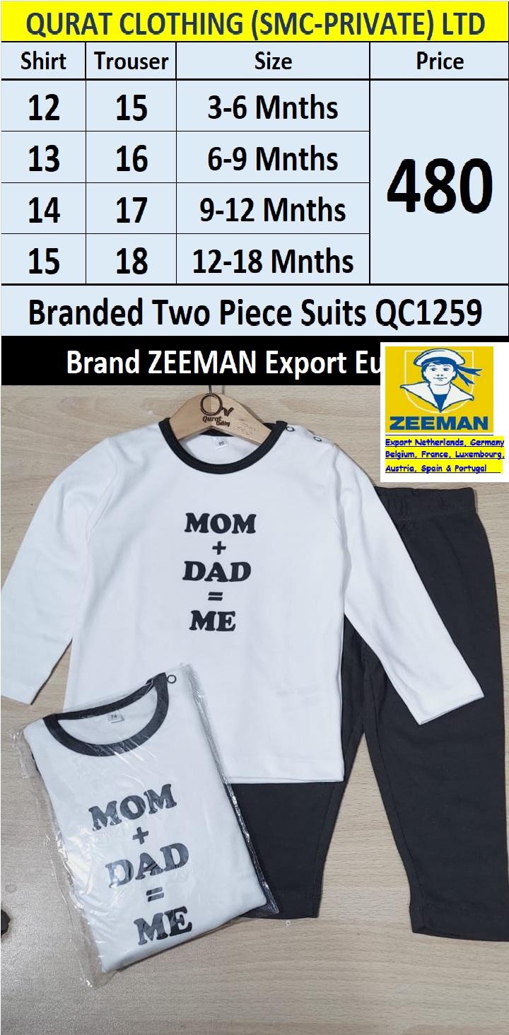 Zeeman Brand Mom + Dad = Me Two Piece Suit QC1259 Export Europe 