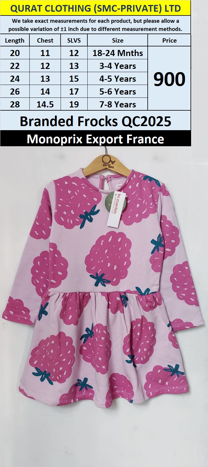 Monoprix Brand Frock QC2025 Export France 