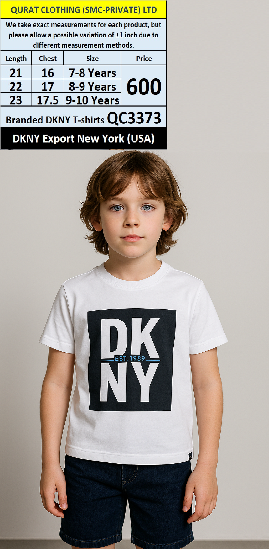 Branded DKNY T-Shirt QC3373 Export New York (USA)
