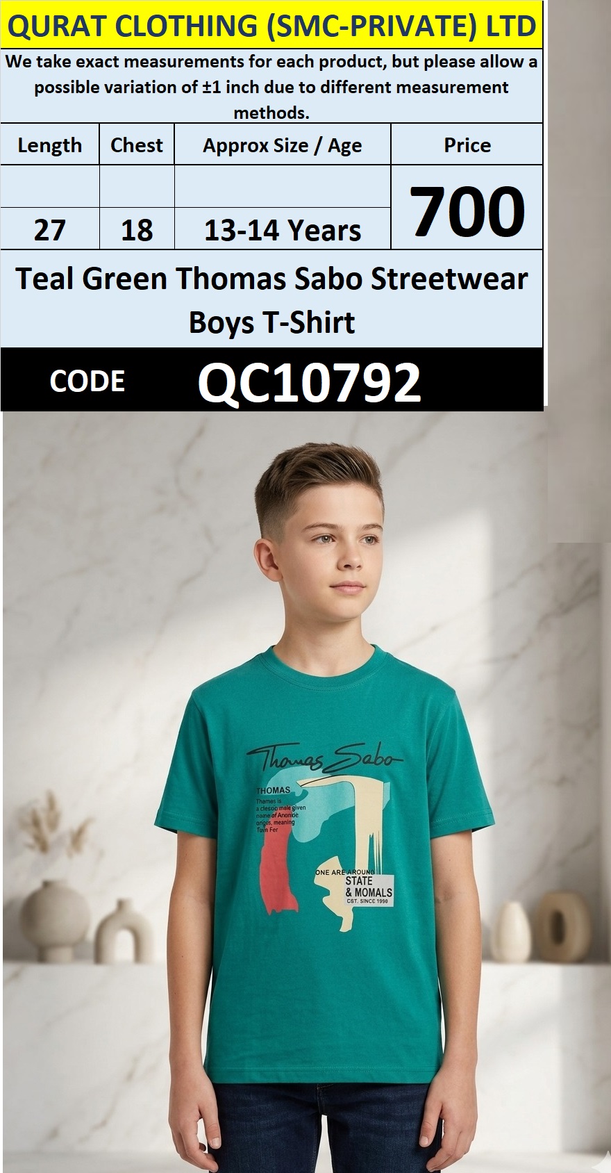 Teal Green Thomas Sabo Streetwear Boys T-Shirt QC10792