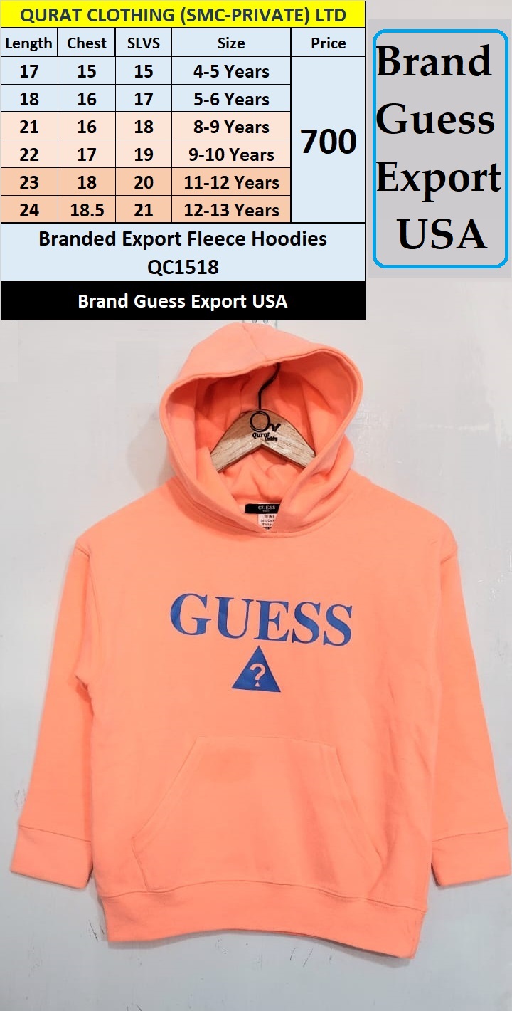 Guess Brand Peach Fleece Hoodie QC1518 Export USA