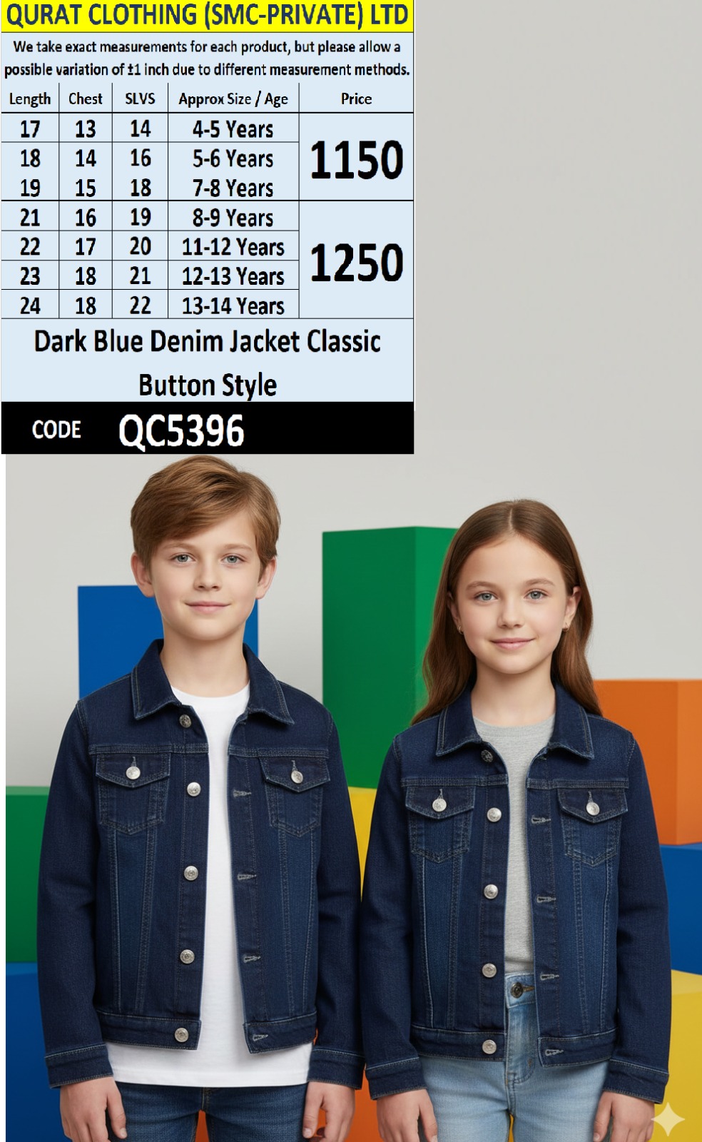 Dark Blue Denim Jacket Classic Button Style | QC5396