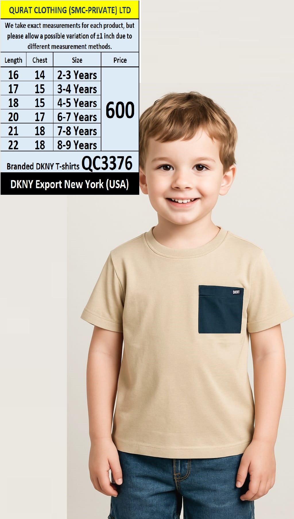 Branded DKNY T-Shirt QC3376 Export New York (USA)