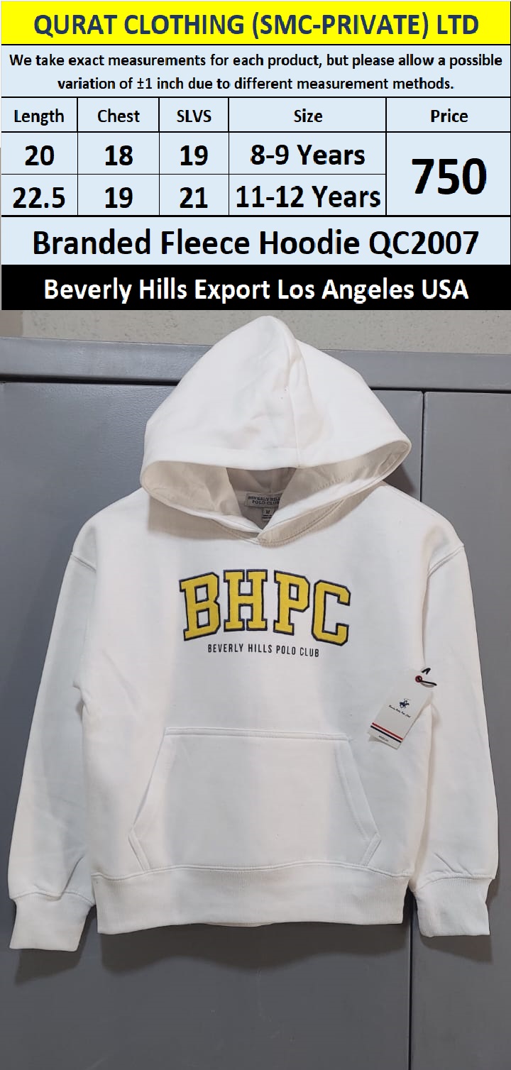 Beverly Hills Brand Fleece Hoodie QC2007 Export Los Angeles USA