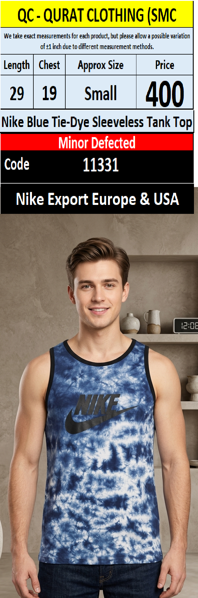 Nike Blue Tie-Dye Sleeveless Tank Top Export Europe & USA – QC11331