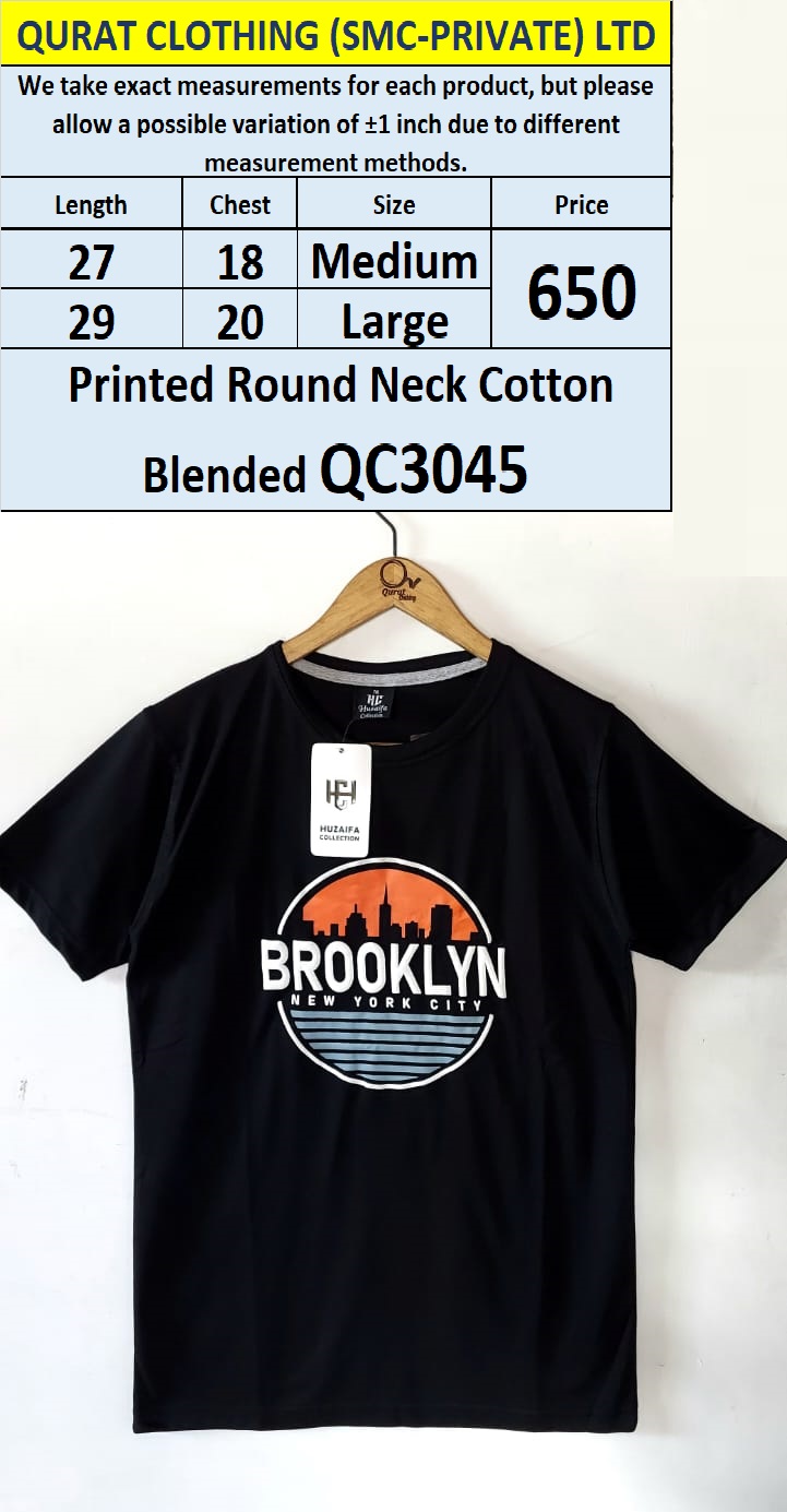 Brooklyn New York City Round Neck Cotton Blended T-shirt QC3045