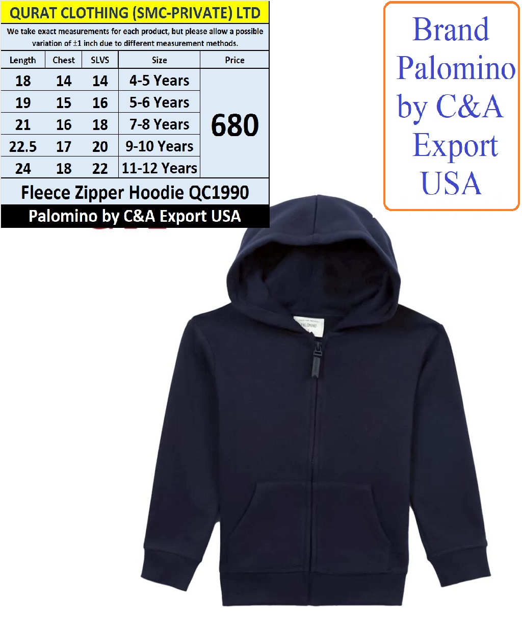 Palomino by C&A Brand Navy Blue Fleece Zipper Hoodie QC1990 Export USA