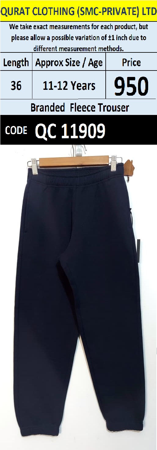 Branded Dark Navy Fleece Plain Jogger Trousers — QC11909