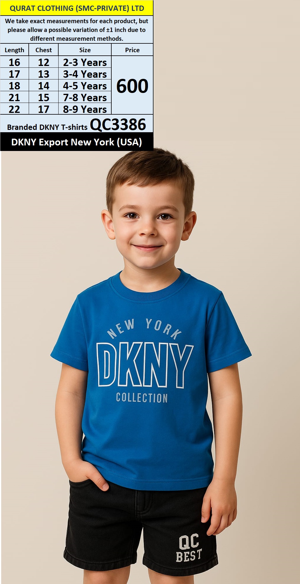 Branded DKNY T-Shirt QC3386 Export New York (USA)